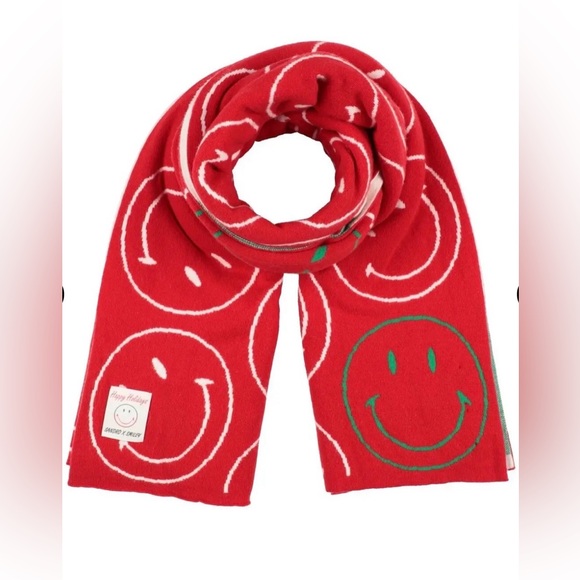 Wool Sandro × Smiley Holiday Reversible Knit Scarf - Picture 6 of 7